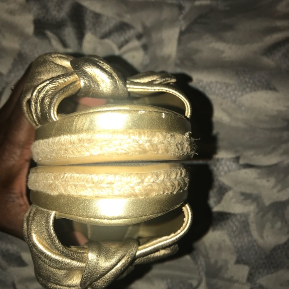 Gold Rope Canvas Wedge Sandals - Picture 5 of 7